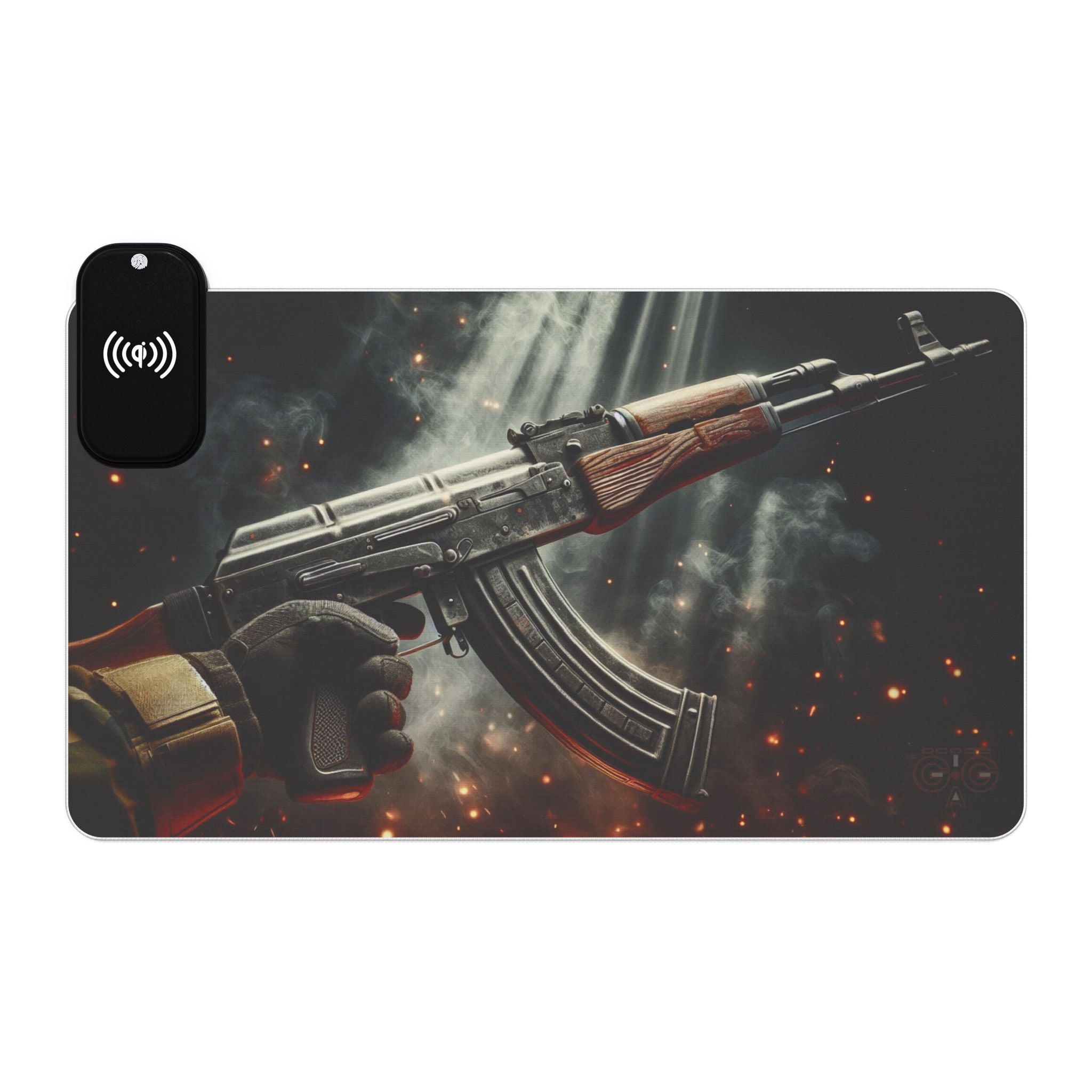 AK-47 LED Desk Mat w Wireless Charger