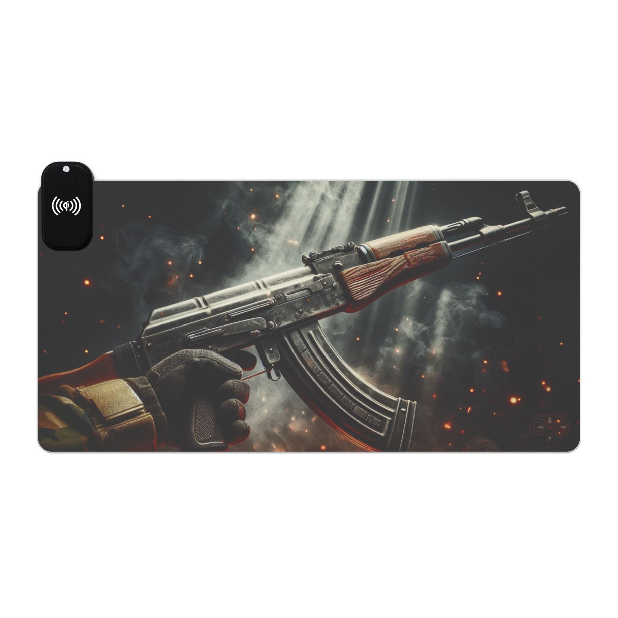 AK-47 LED Desk Mat w Wireless Charger