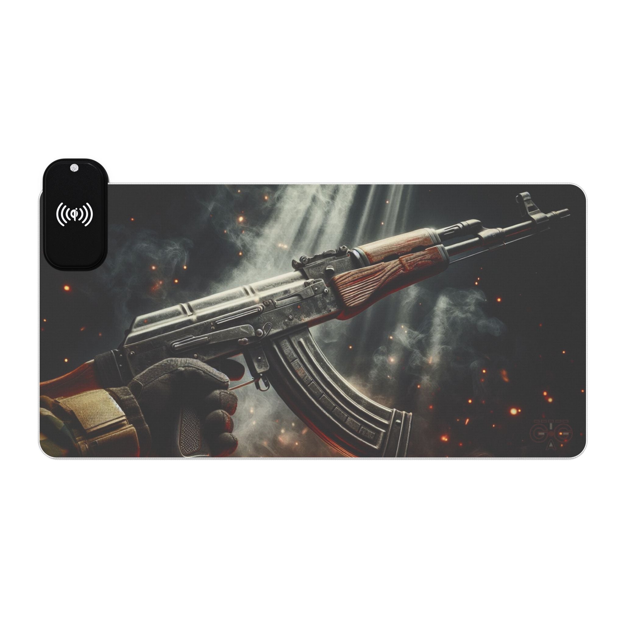AK-47 LED Desk Mat w Wireless Charger